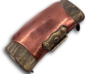 Copper and brass mounted horn box. Bidding ends at 3 p.m. on 7-20-2020. Register at https://auctions.mlestatesales.com. Don't forget to check out our other auctions too!
