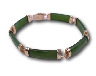 18K Gold and Jade Bracelet. Bidding ends at 3 p.m. on 7-20-2020. Register at https://auctions.mlestatesales.com. Don't forget to check out our other auctions too!