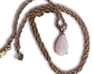 Teardrop opal and diamond necklace. Bidding ends at 3 p.m. on 7-20-2020. Register at https://auctions.mlestatesales.com. Don't forget to check out our other auctions too!