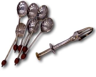 Silverplated demitasse spoons and olive picker. Bidding ends at 3 p.m. on 7-20-2020. Register at https://auctions.mlestatesales.com. Don't forget to check out our other auctions too!