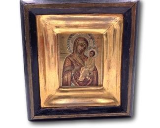 Small religious icon in frame. Bidding ends at 3 p.m. on 7-20-2020. Register at https://auctions.mlestatesales.com. Don't forget to check out our other auctions too!