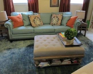 Gorgeous  Turquoise Sofa with Accent Pillows