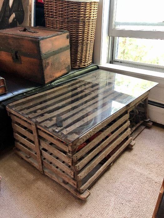 Vintage Marblehead lobster trap with glass top