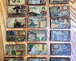 Two sided vintage puzzle tiles