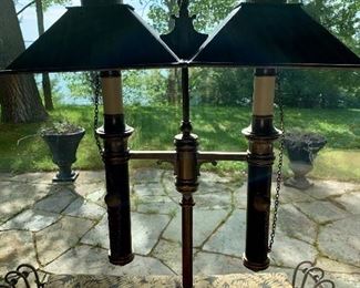 Dual Arm Brass Table Lamp