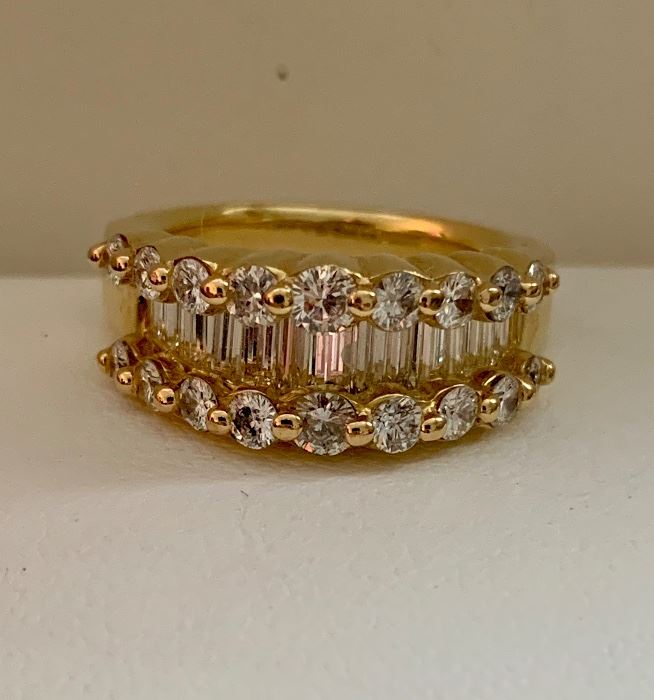 18 KT and Diamond Ring.  Large amount of Fine Jewelry. Diamonds, Pearls, Semi Precious, Gold, Silver. We even have a large amount of costume. 
See more photos farther down in this listing 