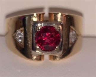 14 KT Garnet & Diamond Ring
