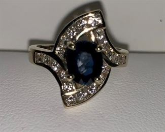 14 KT Sapphire & Diamond Ring 