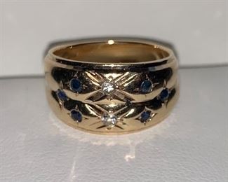 10 KT Sapphire & Diamond Band Ring