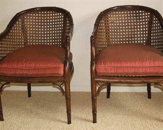 Two cane back chairs.