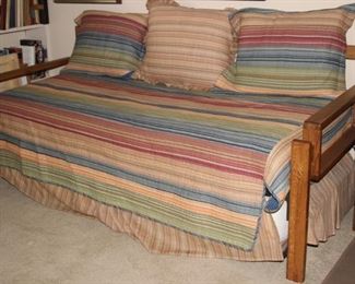 Oak framed day bed with trundle.