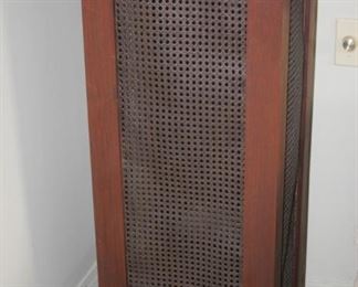 Tall teak speaker box/stand.