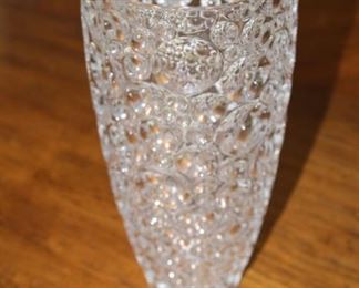 Large Czechoslovakian bubbled glass vase.