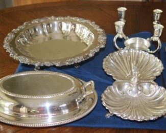 Selection of silver plate.