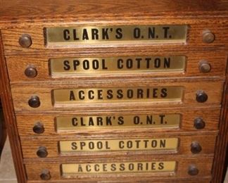 Sewing accessories storage drawers. Full of sewing notions.