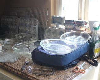 Pyrex and bakeware.