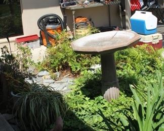 Garden decor, coolers, tools and vases.