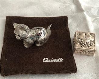Christofle cat and silver box