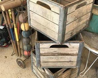 Vintage crates and croquet set