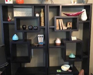 A pair of wooden bookcases