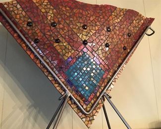 Large tile mosaic art piece vase made in Austin