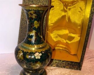 14D, Nice Cloisonne vase in box, $16 