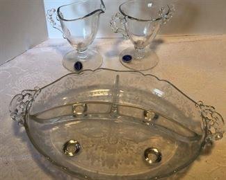 25D, relish tray and Imperial cream and sugar, $12/pair