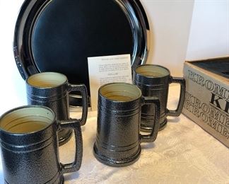 32D, Set of 4 Kromex mugs with platter, $24/all