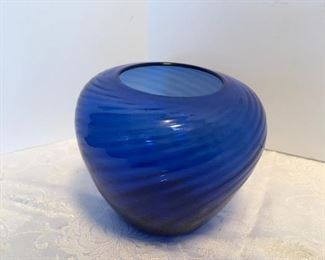 65D, Small Hand blown ribbed vase, $12