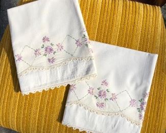 99D, Set of new embroidered pillowcases, $8