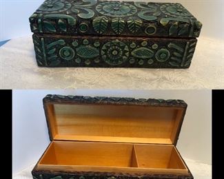 108D, Green carved box, $12