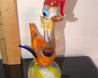 125D, Scannell blown glass, smaller duck with hat, Ireland, $22