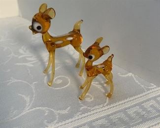 130D, Pair of tiny Scannell blown glass Bambi’s, Ireland, $14