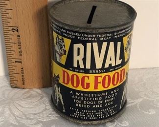 132D, Nice older Rival dog food bank, $16