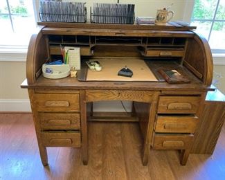 Vintage oak rolltop desk.