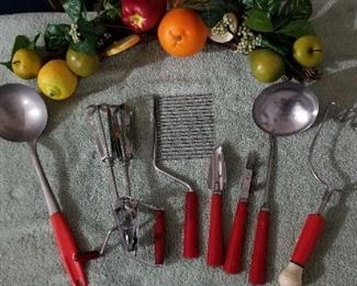 Vintage Red handled utensils