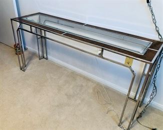 Mid century Glass top console Table