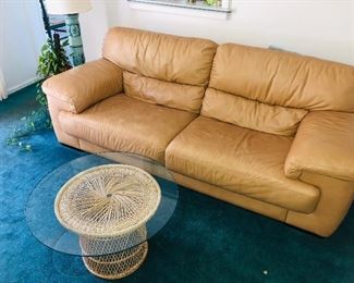 Camel leather sofa (excellent condition)