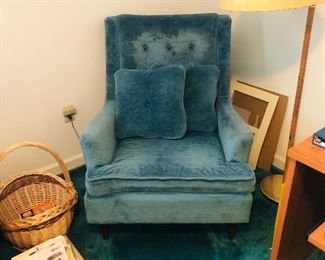 Vintage blue velvet chair
