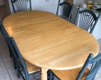 Oak kitchen table with six chairs