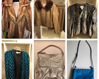Vintage clothing including Coach, Michael Kors, vintage furs