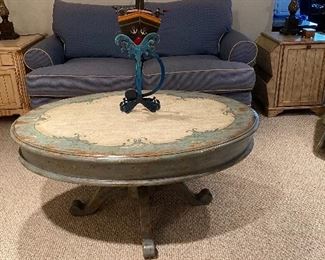 Painted oval coffee table $145