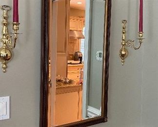 Mahogany beveled mirror $75