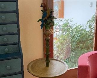 20% off of $175 Floor lamp/table with parrots & bamboo shade