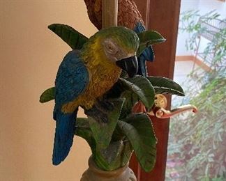 Floor lamp/table with parrots & bamboo shade