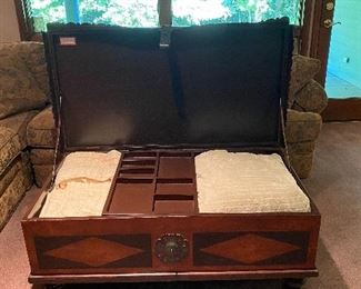 Baker "Milling Road" large storage chest/coffee table - interior