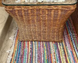 Part of Set - Vintage Wicker sofa chair & square table