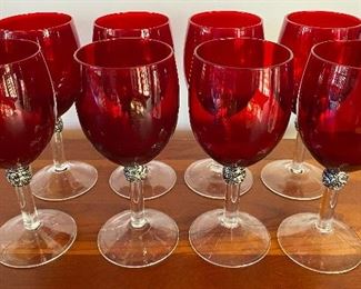 20% off of $59 - Set of 8 ruby goblets w/silver bands