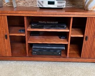 Media cabinet w/tamboured doors
