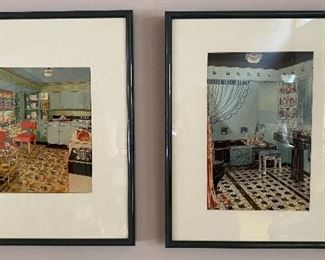20% off of $135 ea. - Original c1940 watercolor illustrations from Armstrong Floors - Amazing detail!